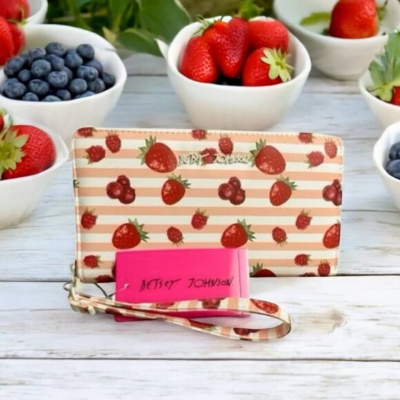 Betsey Johnson Red Multi Berry Stripe Wallet/Wristlet – NWT - Picture 1 of 6